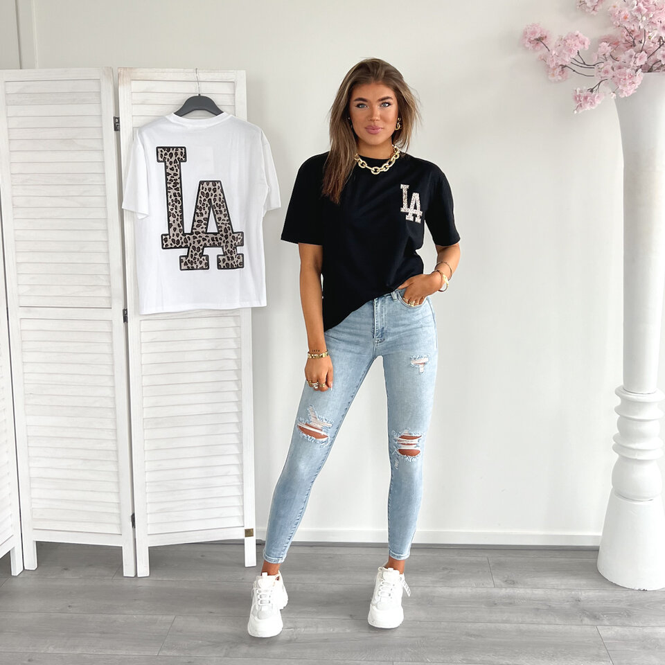 LA Leopard T-Shirt Zwart