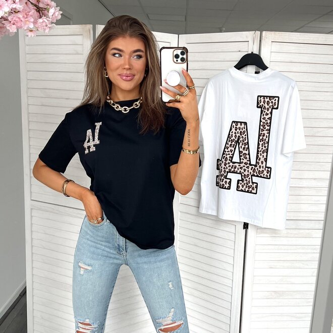 LA Leopard T-Shirt Zwart