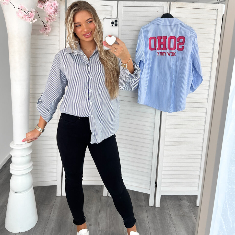 SOHO Strepen Blouse Grijs