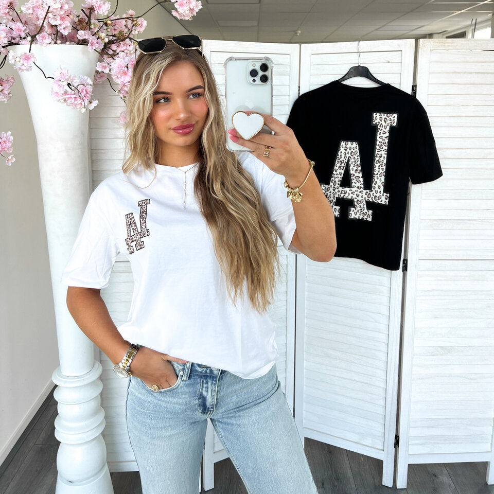 LA Leopard T-Shirt Wit