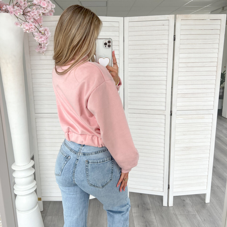 Suede Bomber Jasje Roze