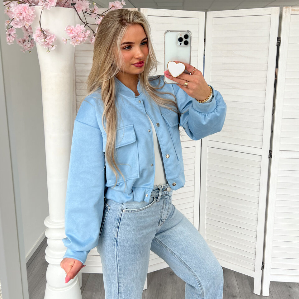 Suede Bomber Jasje Blauw