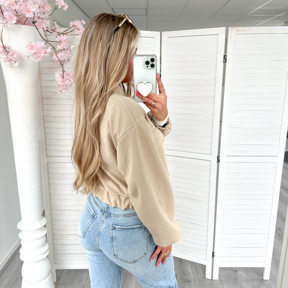 Suede Bomber Jasje Beige