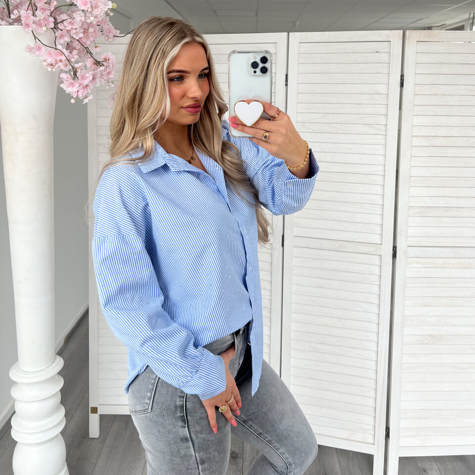 Noah Diamantjes Blouse Blauw