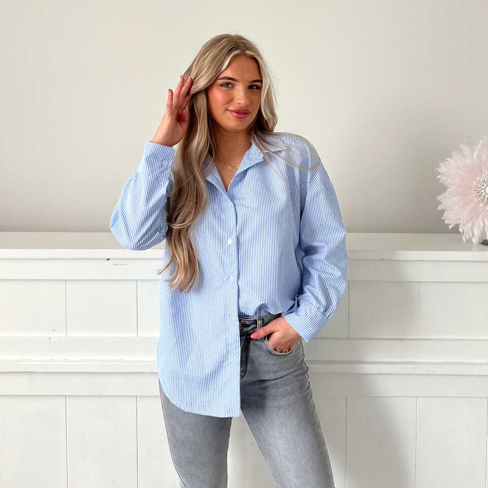 Noah Diamantjes Blouse Blauw