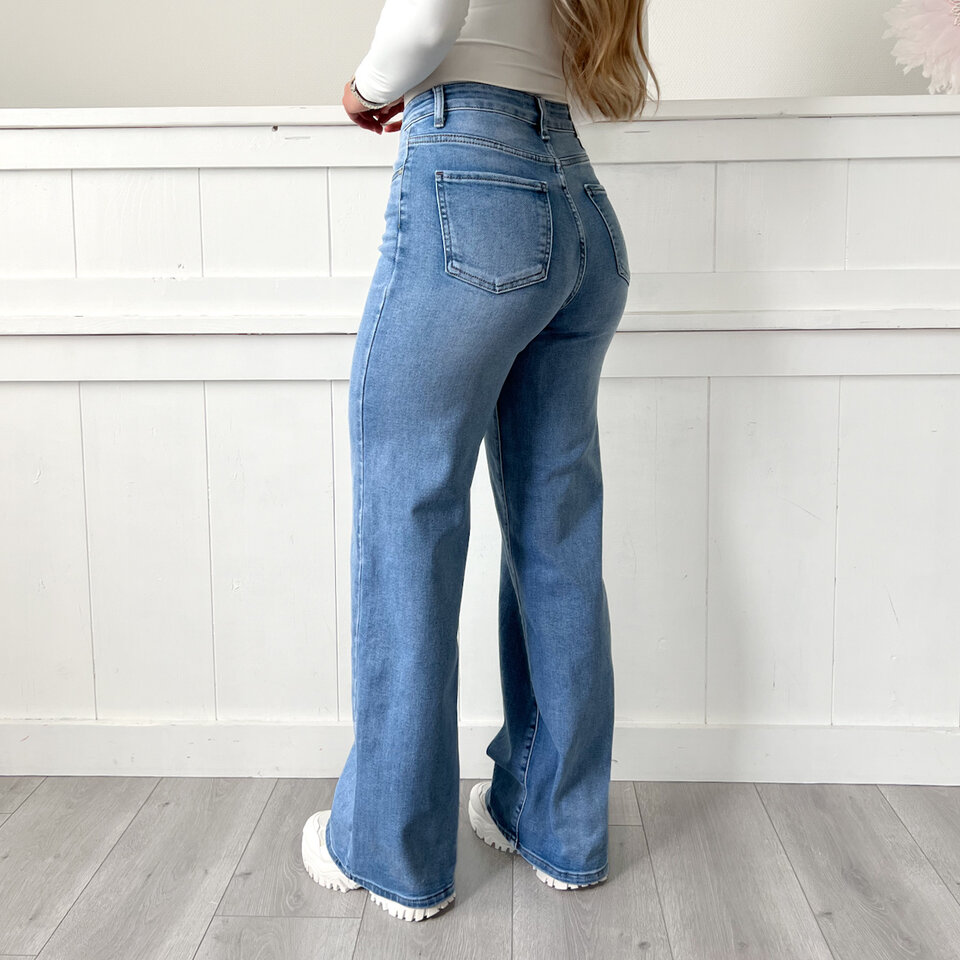 Indy Wide Leg Jeans Blauw