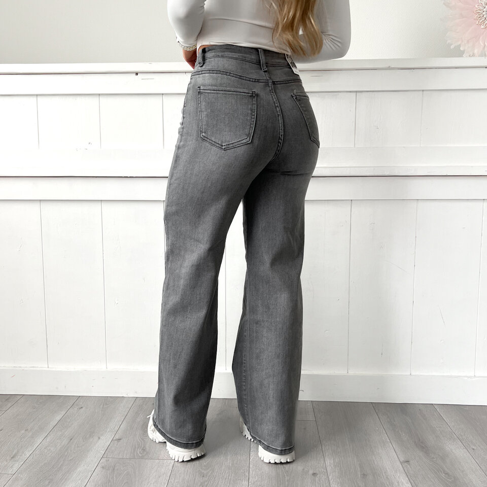 Indy Wide Leg Jeans Grijs