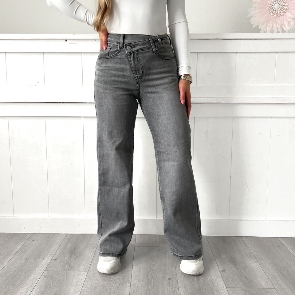Indy Wide Leg Jeans Grijs