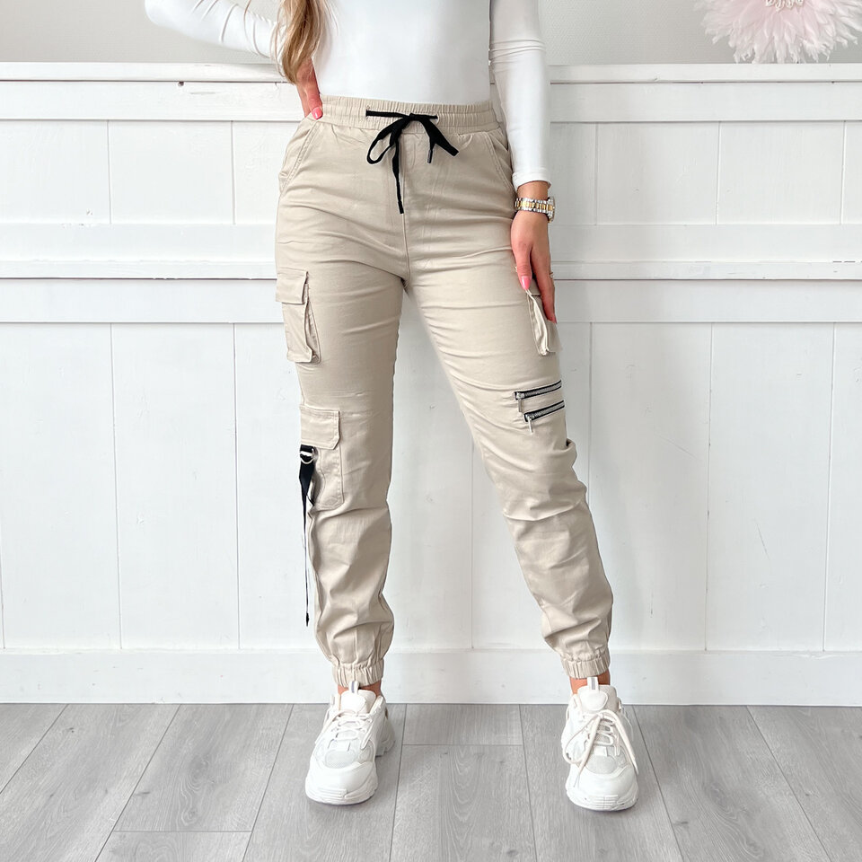 Lizz Cargo Broek Beige