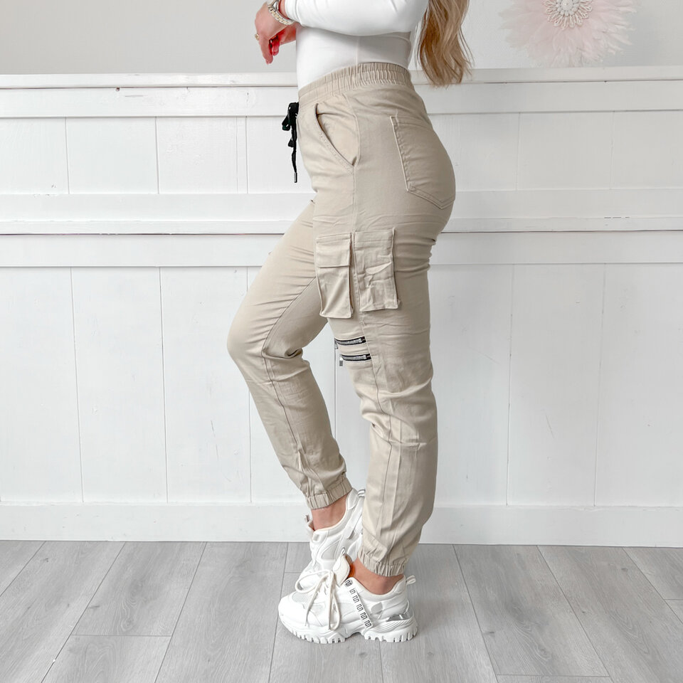 Lizz Cargo Broek Beige