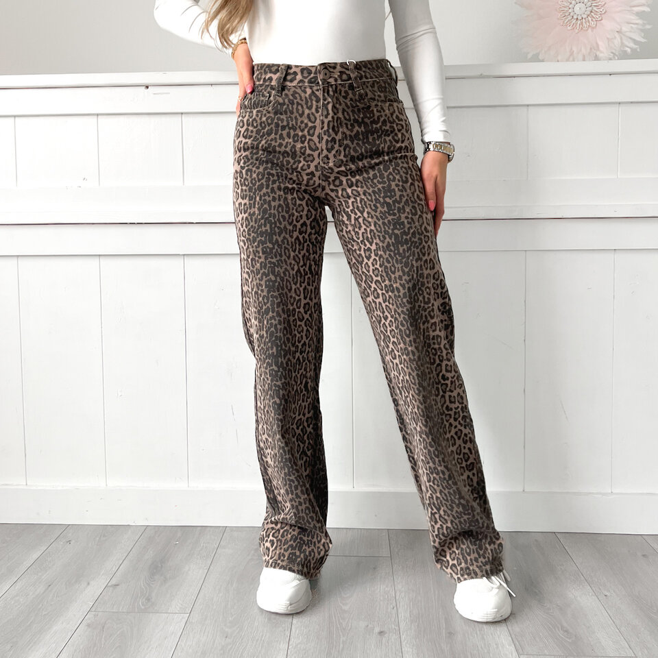 Hello Miss Leopard Jeans Bruin
