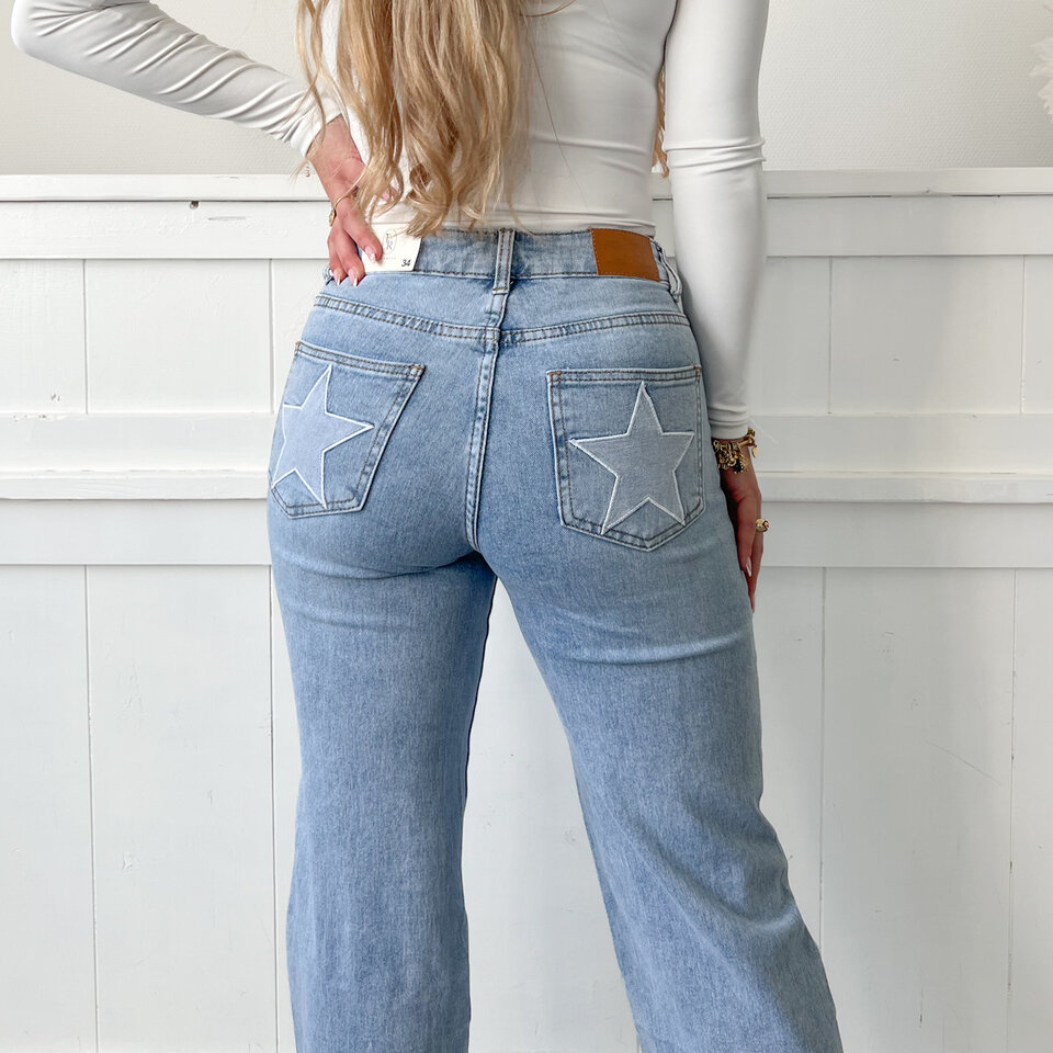 Wide Leg STER Jeans Blauw