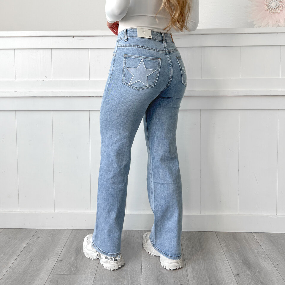 Wide Leg STER Jeans Blauw