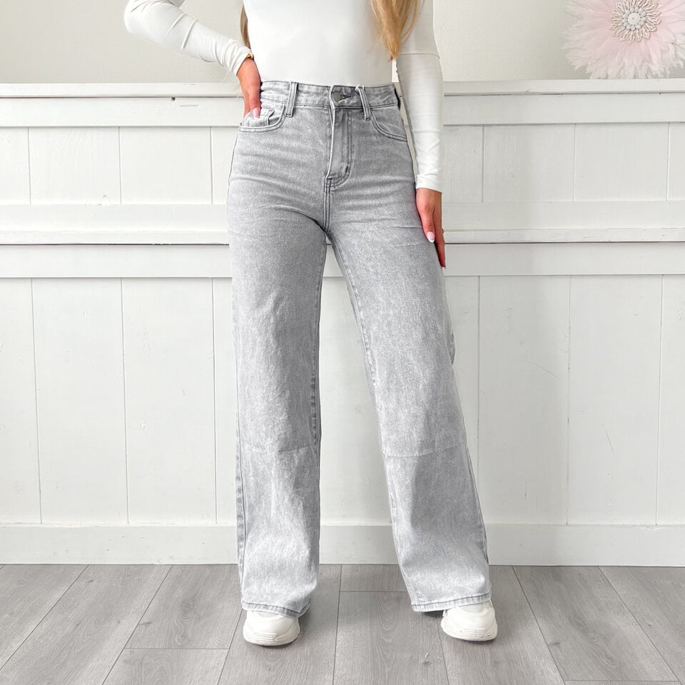 Myrthe Wide Leg Jeans Grijs