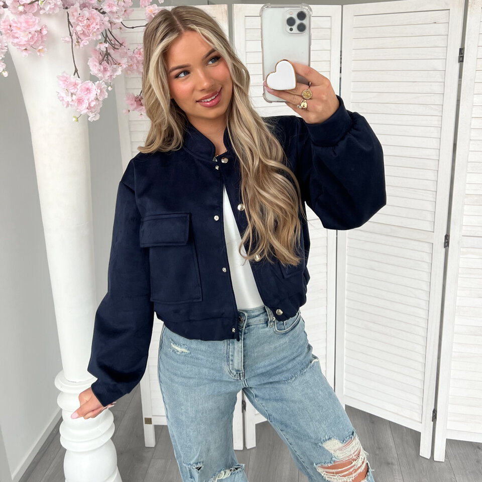 Suede Bomber Jasje Navy