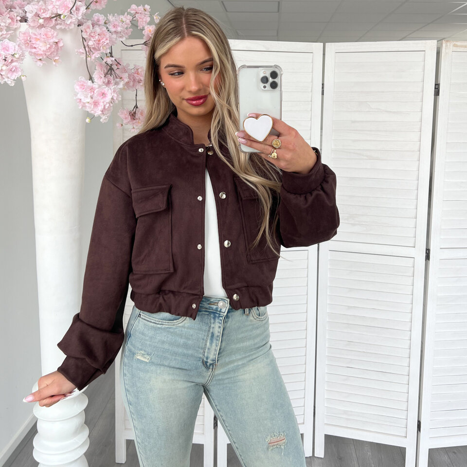 Suede Bomber Jasje Bruin