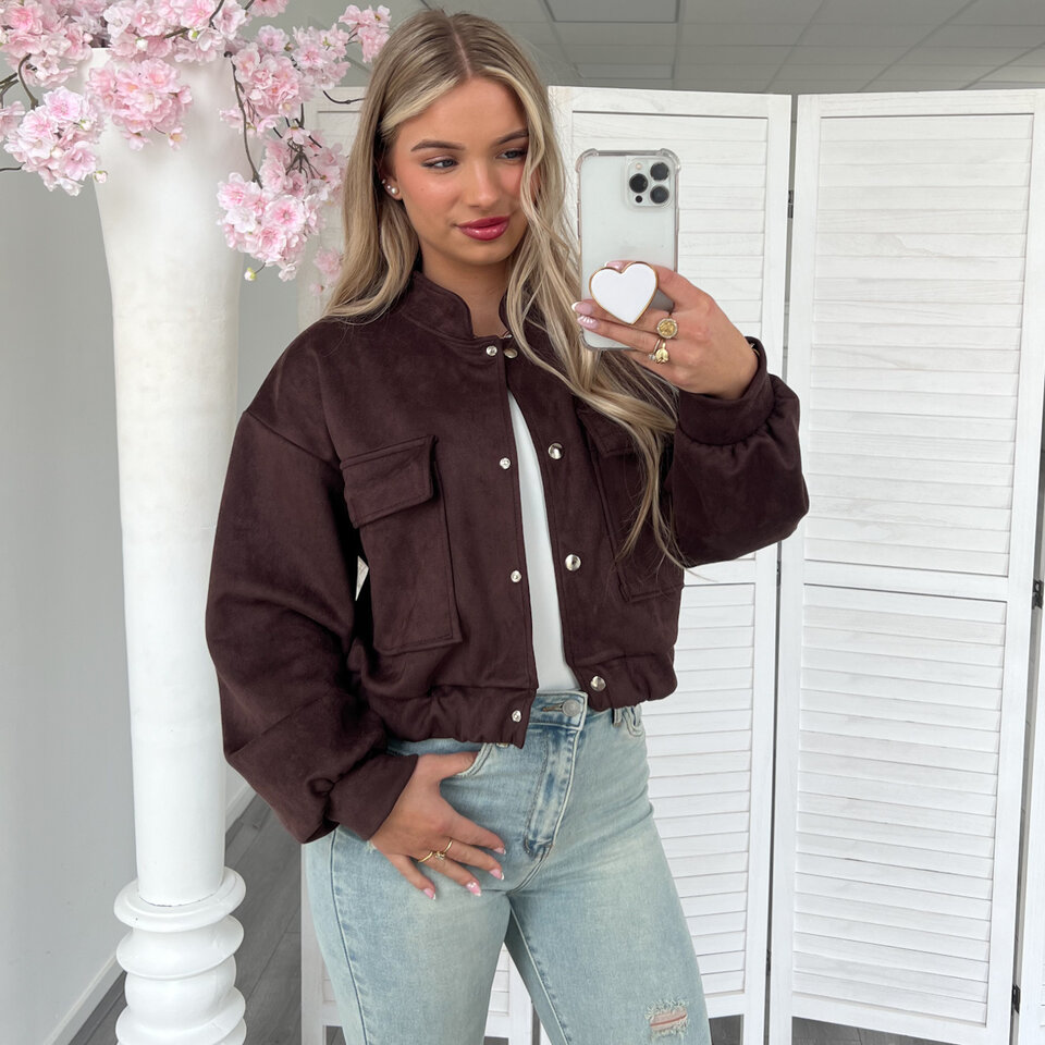 Suede Bomber Jasje Bruin