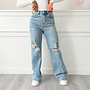 Ripped Dad Fit Jeans Blauw