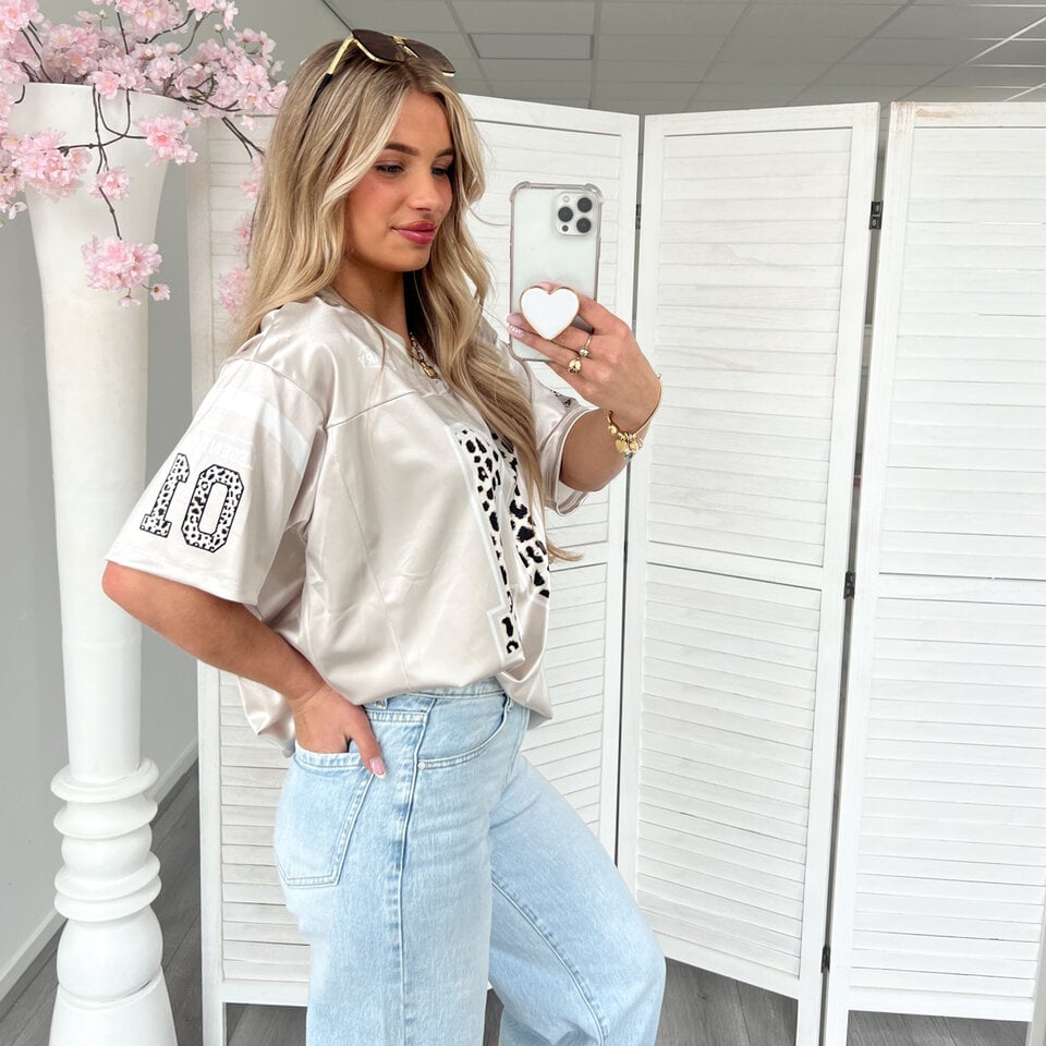 Leopard Baseball Shirt Champagne