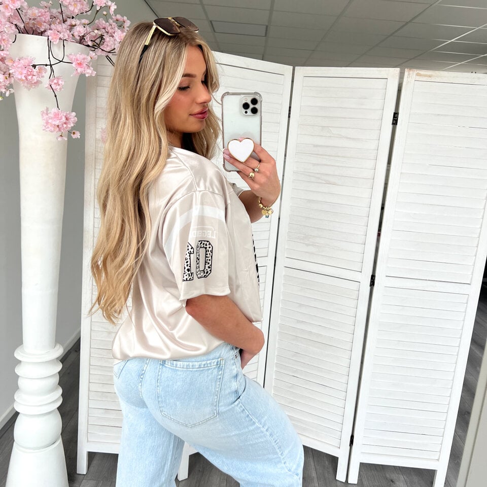 Leopard Baseball Shirt Champagne