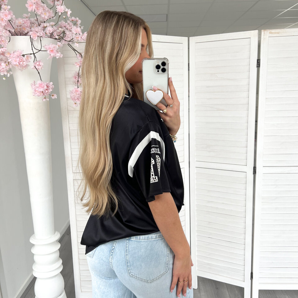 Leopard Baseball Shirt Zwart