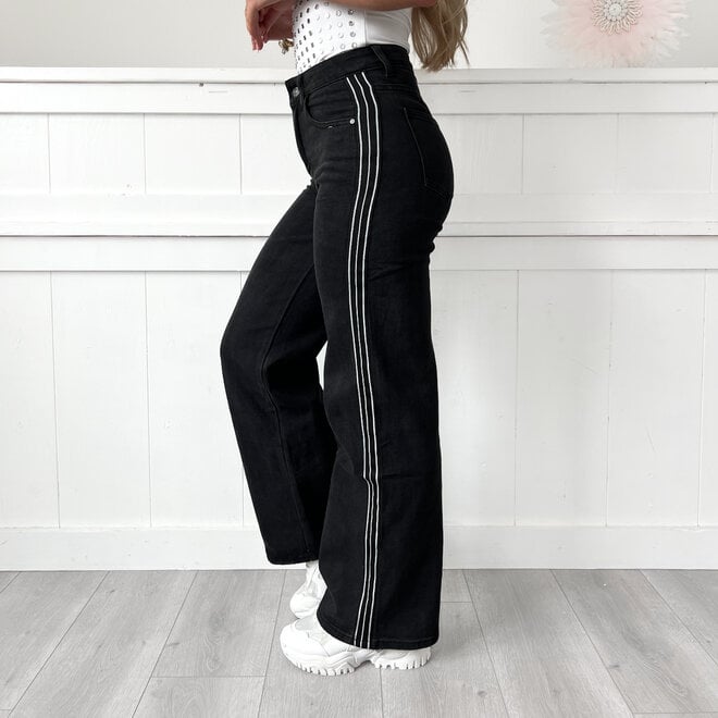 Mariska Jeans Strepen Zwart