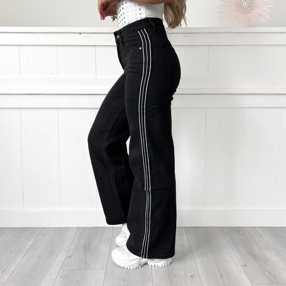 Mariska Jeans Strepen Zwart