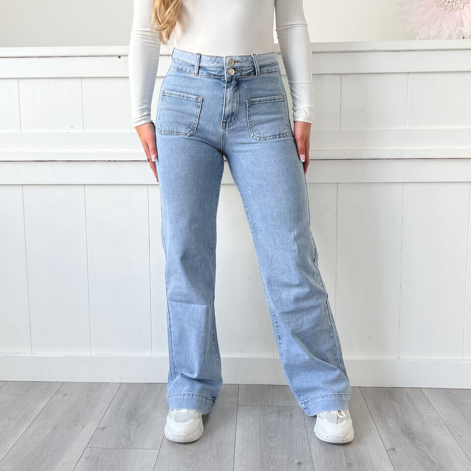 Tiffany Wide Leg Jeans Blauw