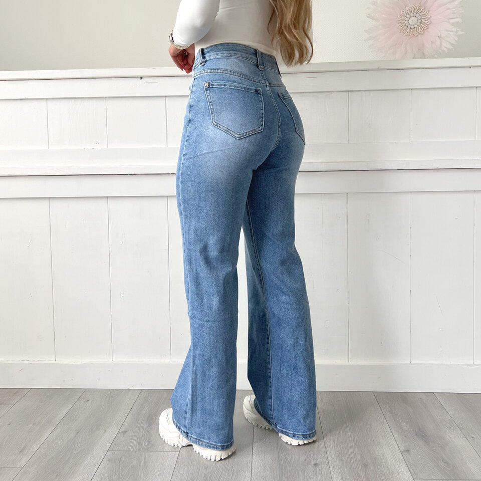 Quincy Wide Leg Jeans Blauw