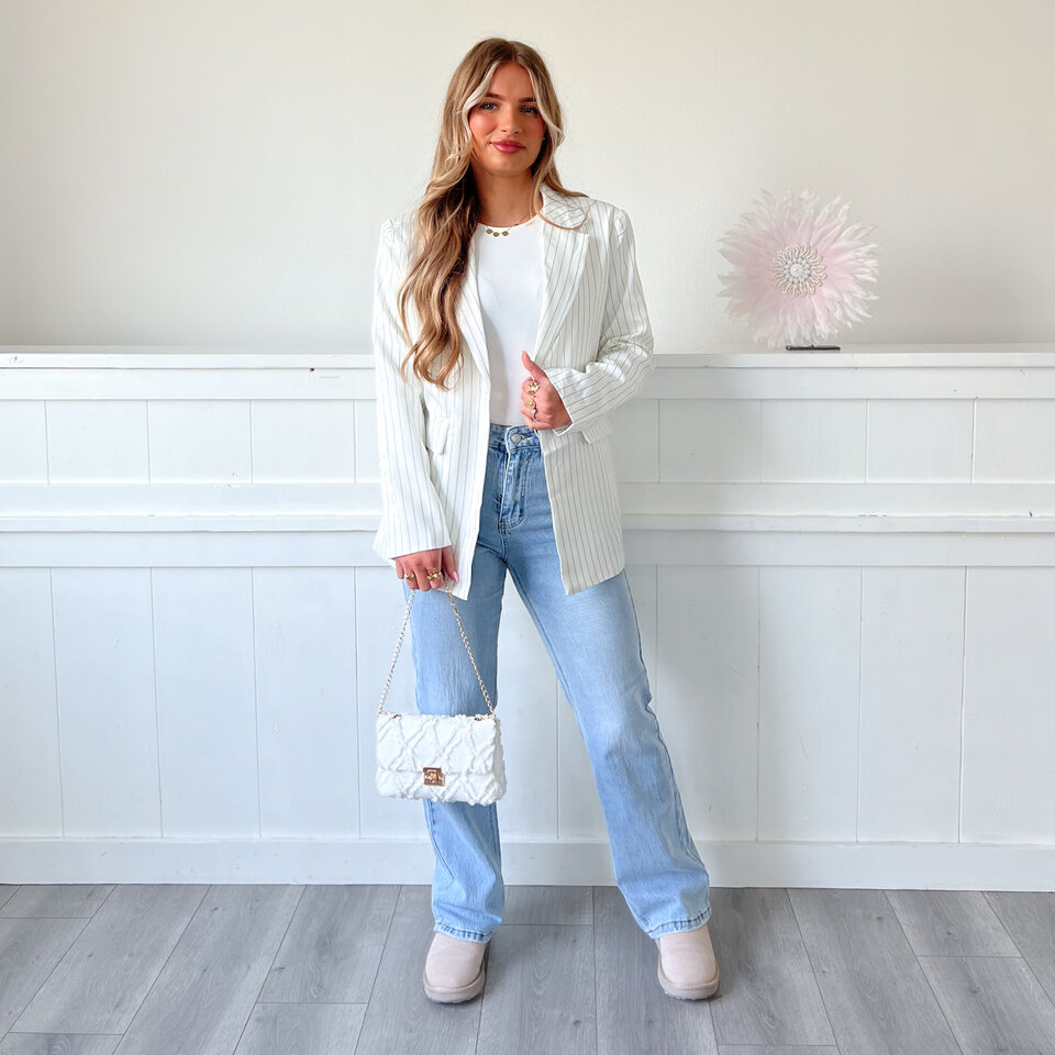 Strepen Blazer Wit