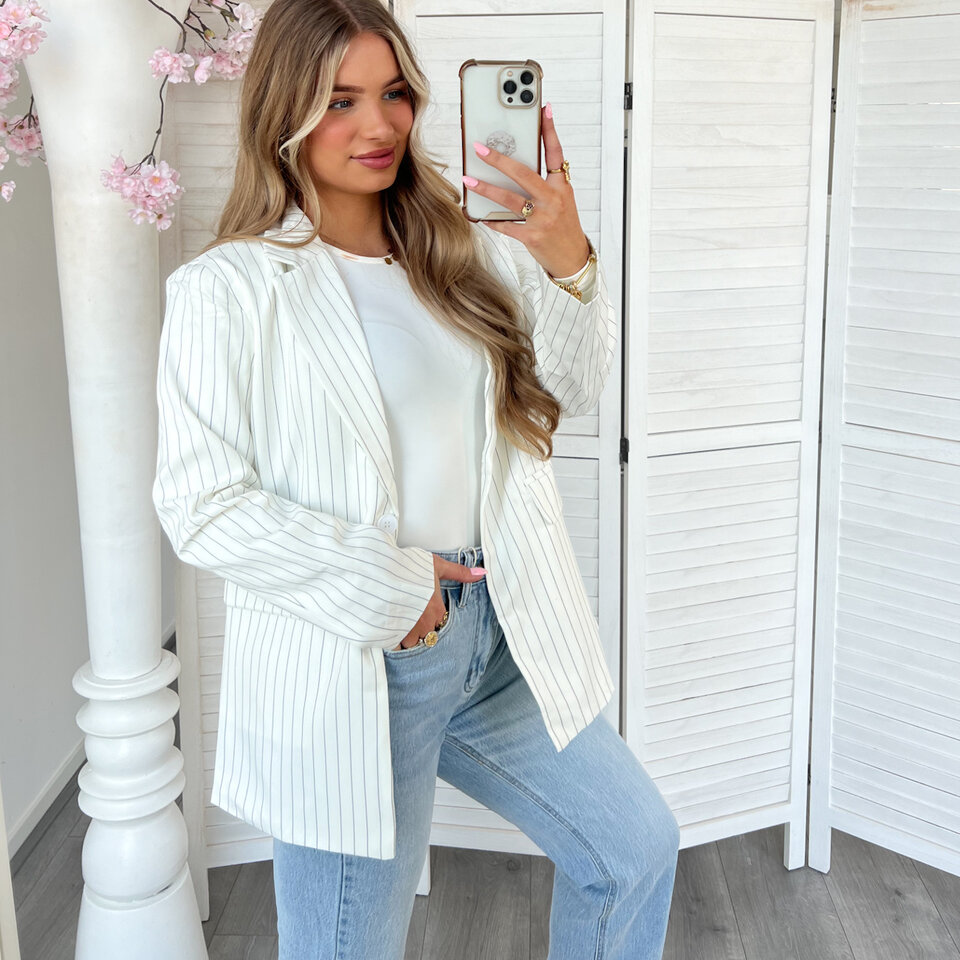 Strepen Blazer Wit