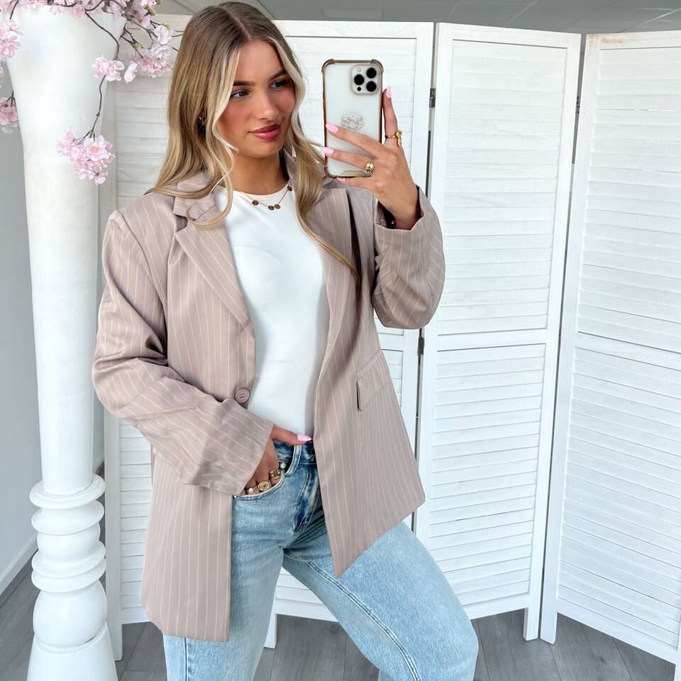 Strepen Blazer Taupe
