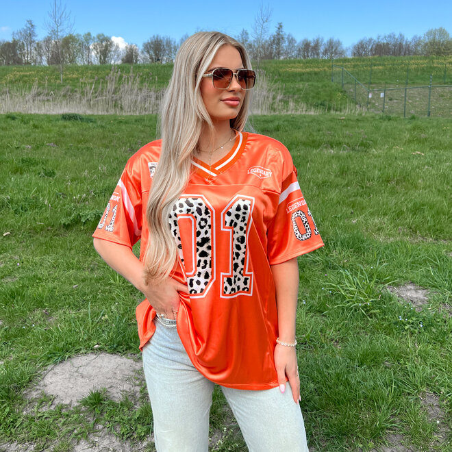 Leopard Baseball Shirt Oranje