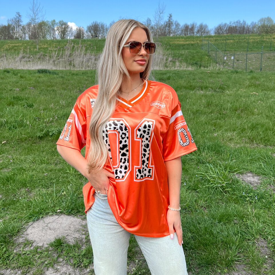 Leopard Baseball Shirt Oranje