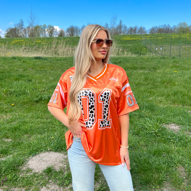 Leopard Baseball Shirt Oranje