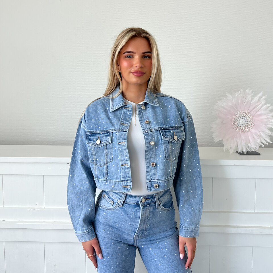 Julie Diamantjes Jeans Blauw