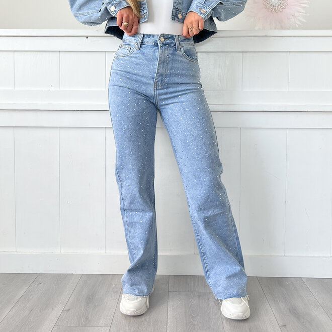 Julie Diamantjes Jeans Blauw