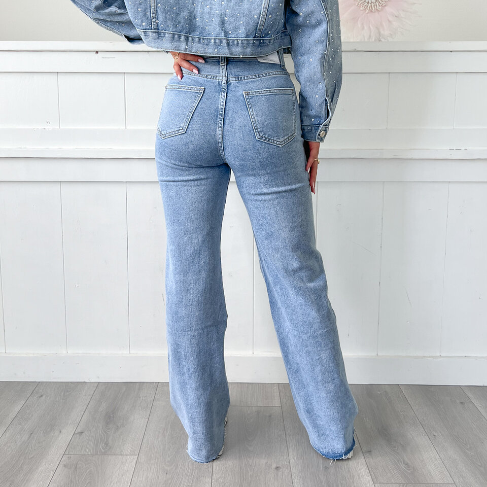 Julie Diamantjes Jeans Blauw