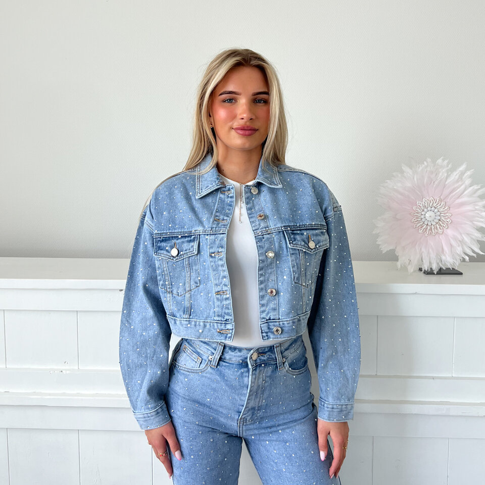 Julie Diamantjes Spijkerjas Blauw
