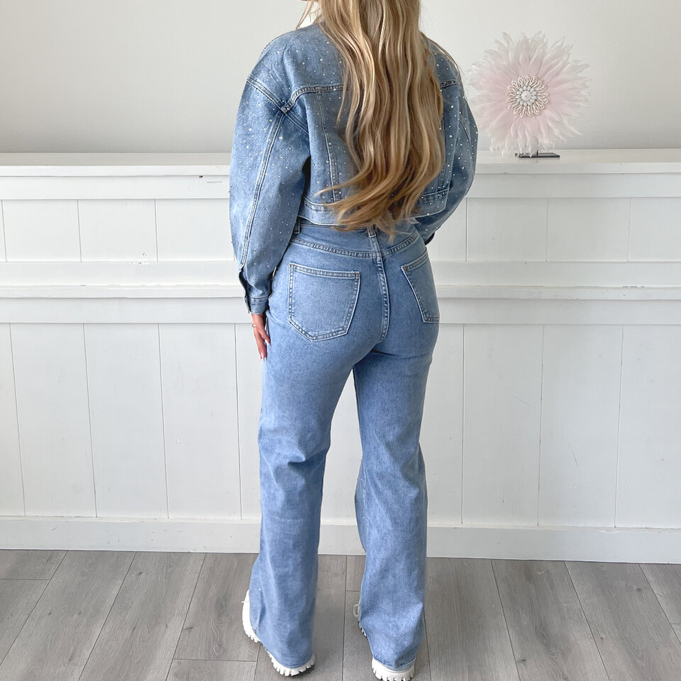 Julie Diamantjes Spijkerjas Blauw