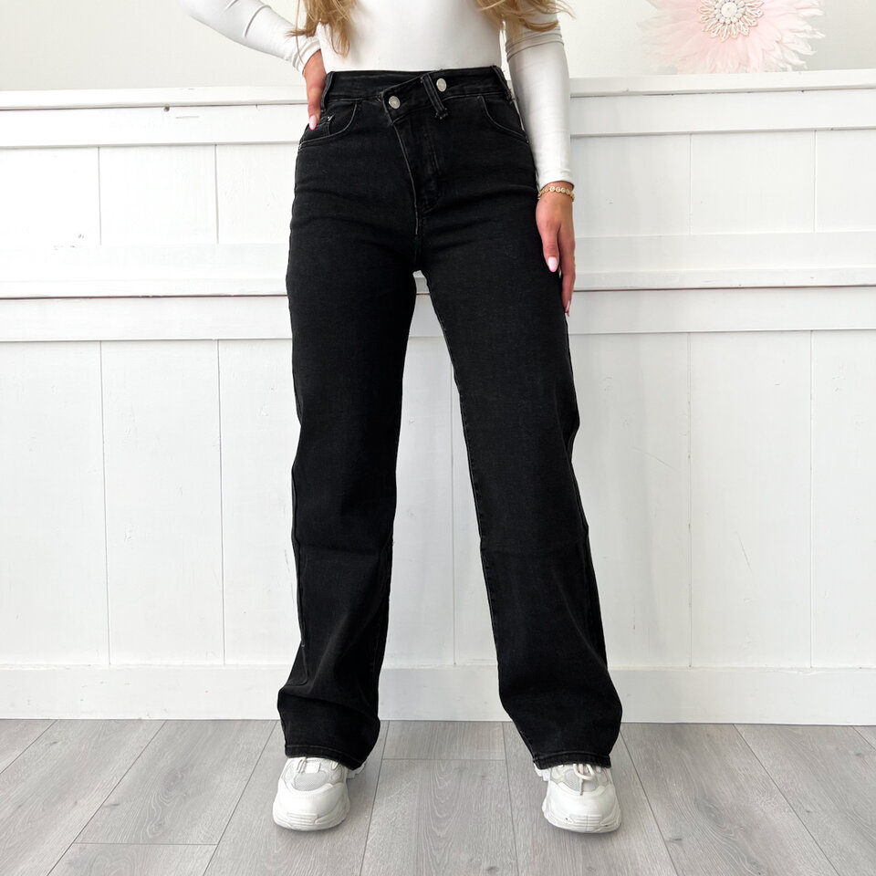 Jennifer Wide Leg Jeans Zwart