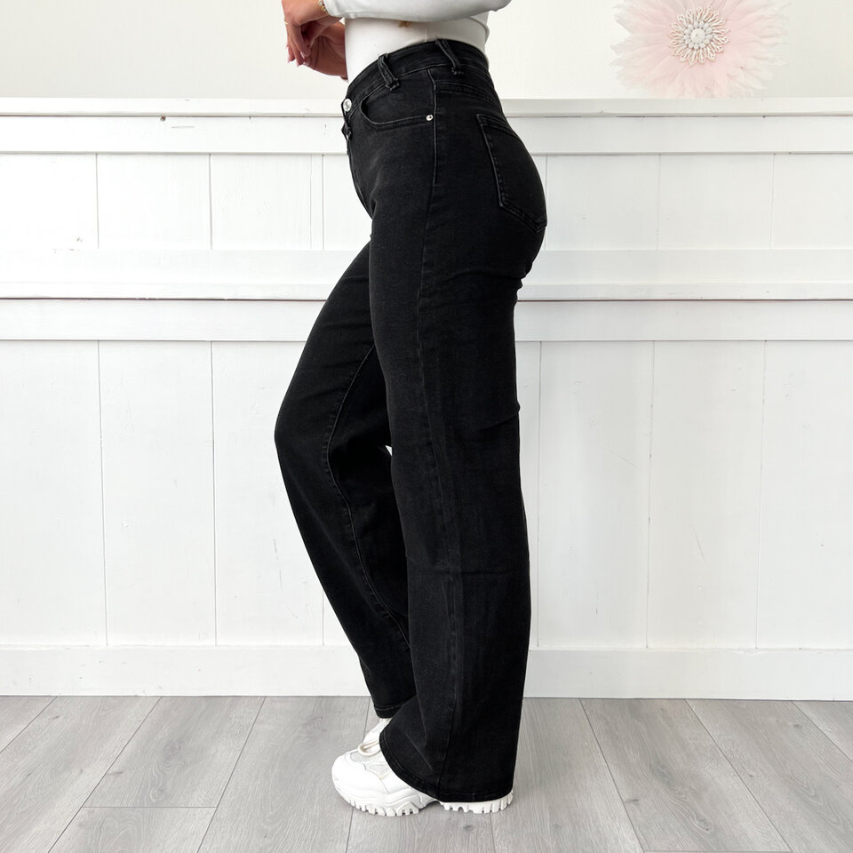 Jennifer Wide Leg Jeans Zwart