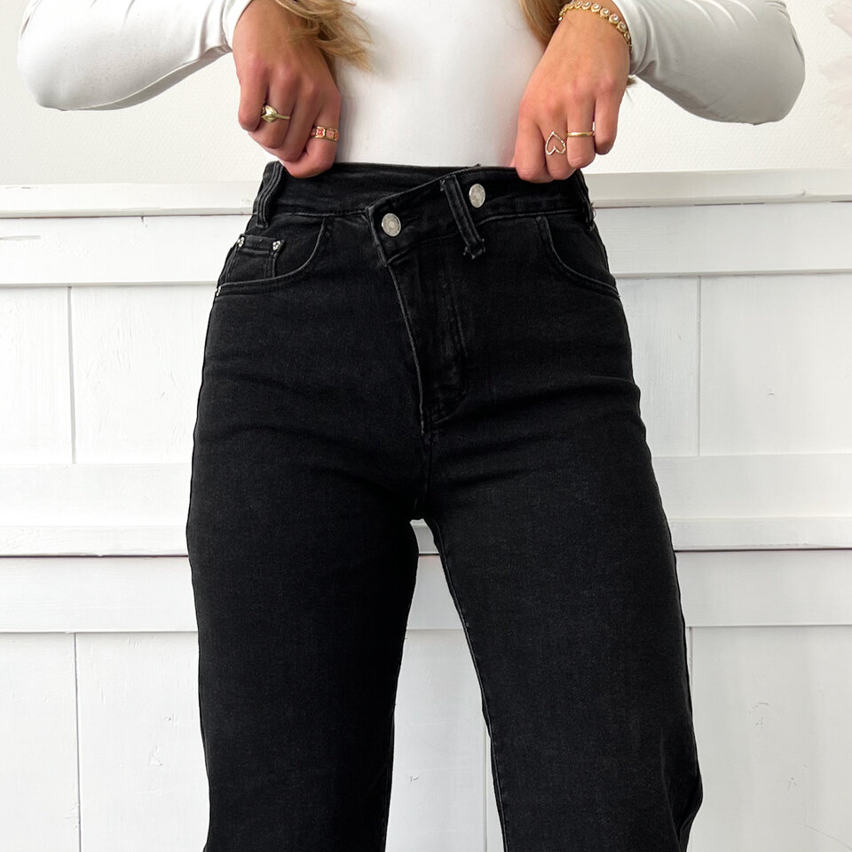 Jennifer Wide Leg Jeans Zwart