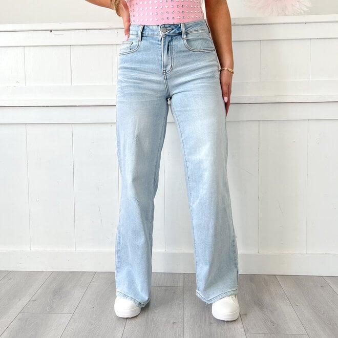 Rianne Wide Leg Jeans Blauw