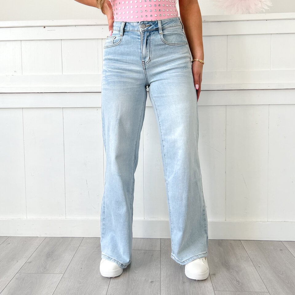Rianne Wide Leg Jeans Blauw