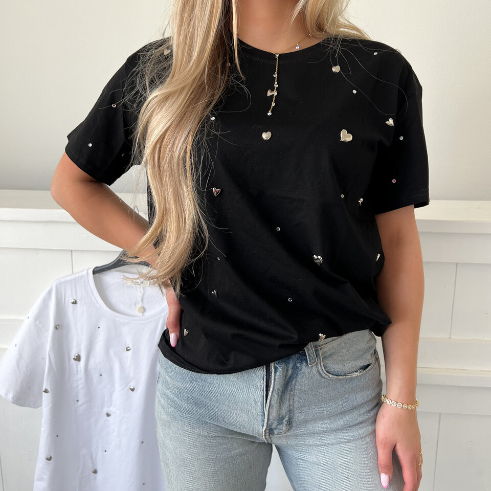 Hartjes T-Shirt Zwart