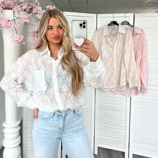 Evi Diamantjes Blouse Wit