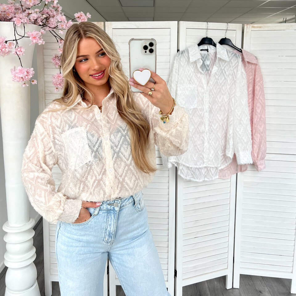 Evi Diamantjes Blouse Beige