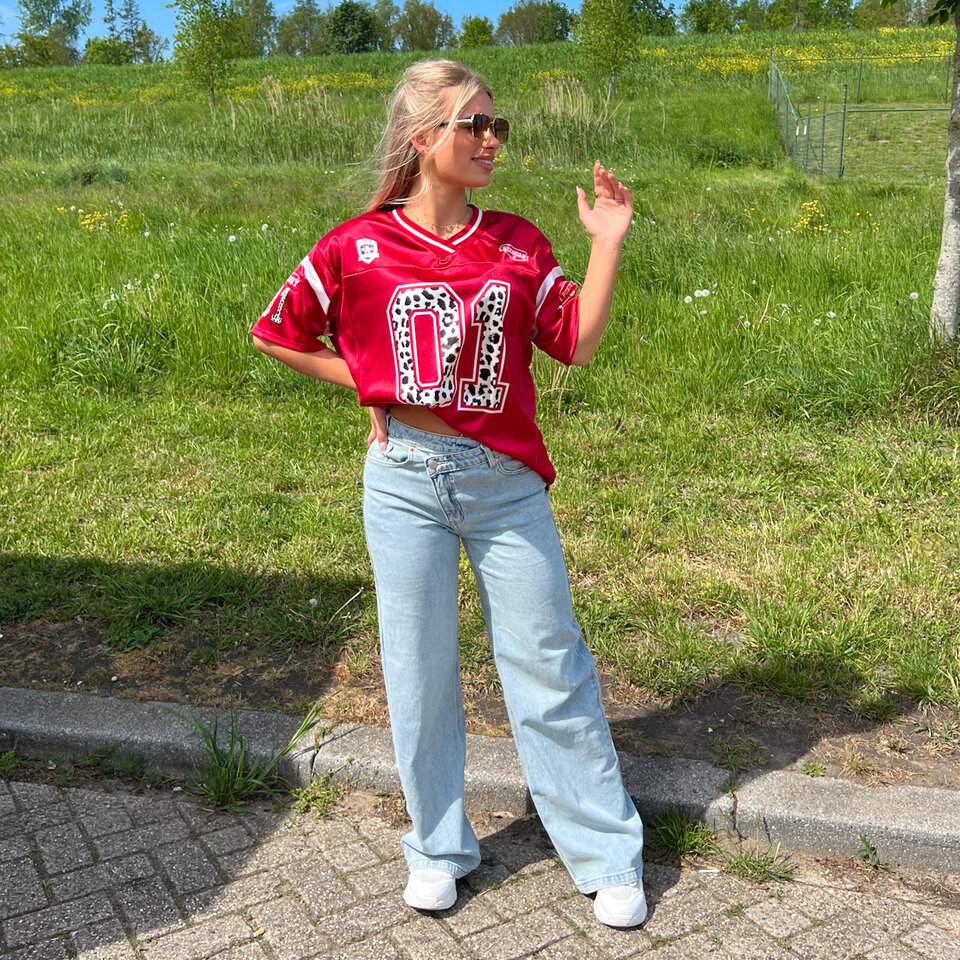 Leopard Baseball Shirt Rood