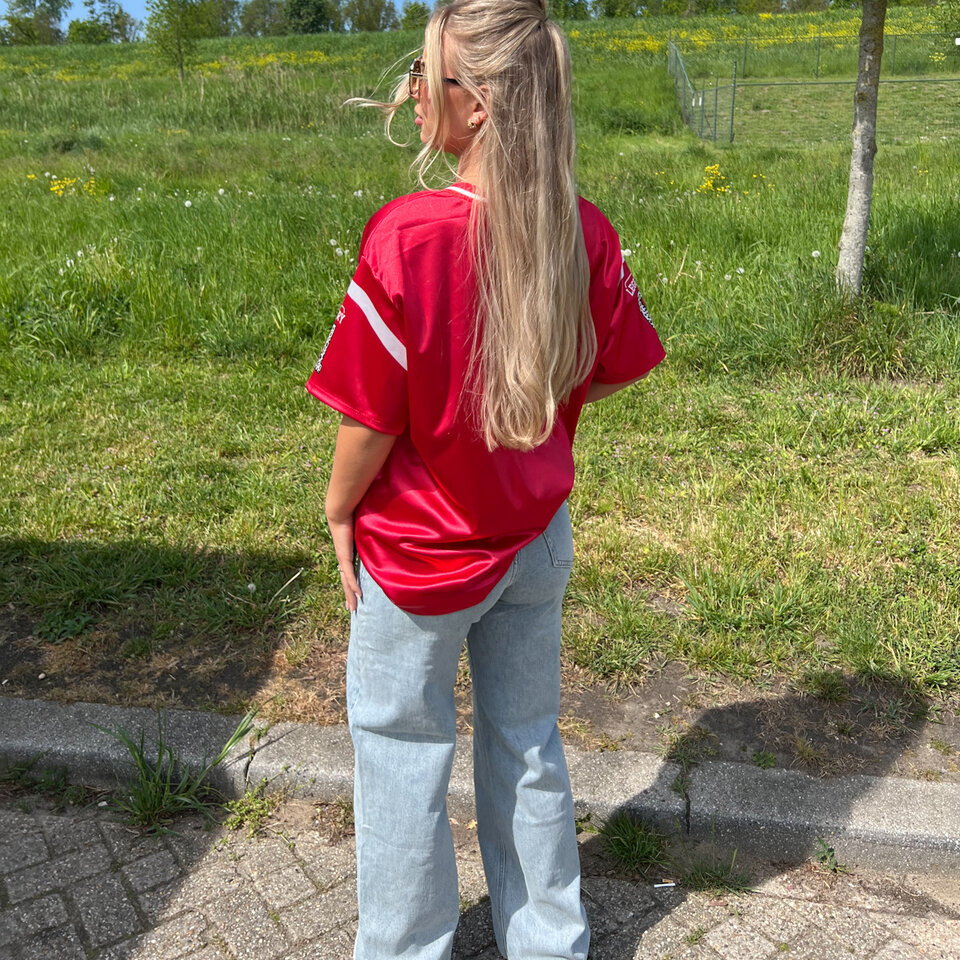 Leopard Baseball Shirt Rood